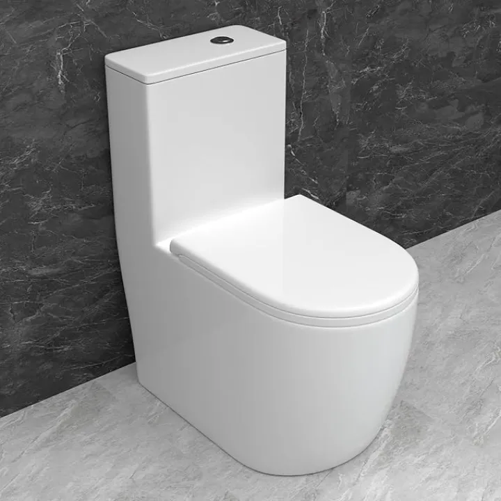 WinZo WZ5311 Rear Outlet Toilet One Piece Modern Design,Back Wall Discharge Right Side Dual Flush For Basement Bathroom,White
