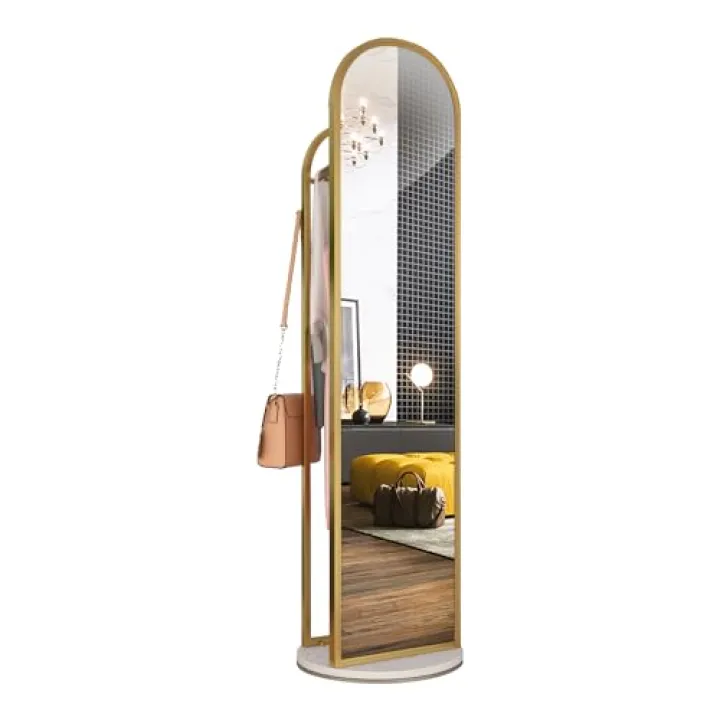LICONG-2020 Full length mirror, floor dressing mirror for home bedroom full length mirror hanging clothes hanger built-in 360° rotating mirror luxury fit,