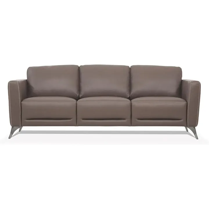 HomeRoots 83" Taupe Leather and Black Sofa