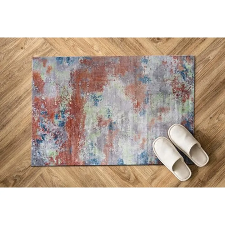 Luul Home Non Slip Rugs 2x3 Modern Abstract Easy Silk Rubber Backing Soft Entryway Area Rug for Door Mat Easy to Clean Non Shedding Kitchen for Bedroom Indoor Carpet (Brick - Gray, 2x3)