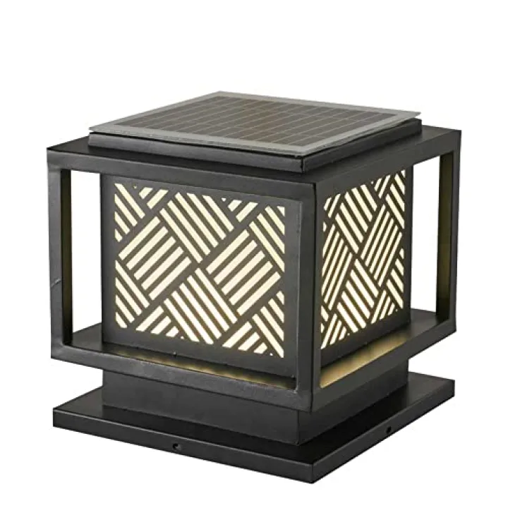 TCHAUSGZUS Galvanized Sheet Outdoor Pillar Lights Acrylic Lamp Shade 1-Pack Simple Lantern Courtyard Column Head Lamp Home Outdoor IP54 Waterproof Yard Fence Post Light for Patio Wood Posts Garden Dec