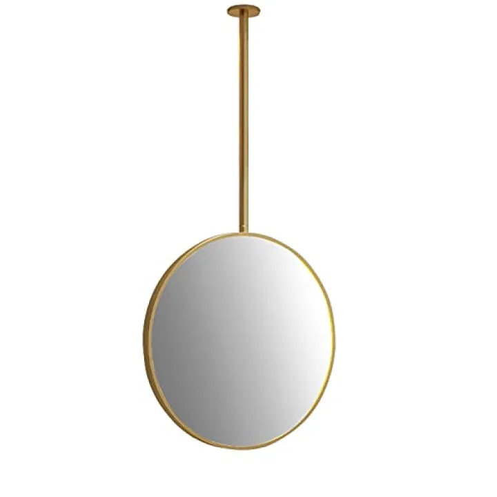 Ceiling Decorative Mirror for Wall Gold Metal Frame | Geometry Wall Mirror | Hanging Bathroom Mirror Wall Mounted for Minimalist Home Decor Contemporary (Size : 40cm Mirror+40cm Boom)
