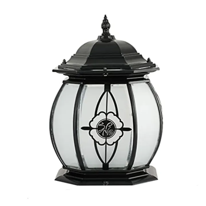 TCHAUSGZUS European Style Glass Column Lights Outdoor Lamp IP54 Aluminium Waterproof Garden Pillar Cap Lamp Traditional E27 Post Lamp Lighting Fixture for Patio Outside Lights Fence Decorations (Colo