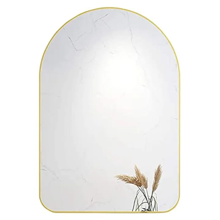 Makeup Mirror Wall-Mounted Mirror Modern Decorative HD Silver Mirror Gold Brushed Metal Frame Shatterproof for Vanity Bedroom Bathroom Living Room Hallway Bathroom Mirror (Size : 40×60CM)