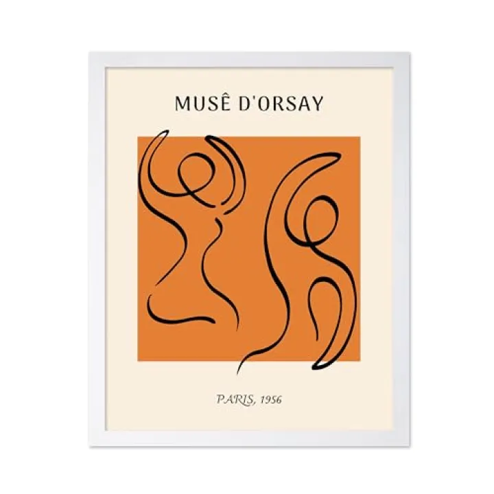 Poster Master Vintage Poster - Retro Line Figure Print - Line Drawing Art - Minimal Gift for Him, Her, Men, Women - Abstract Decor for Office, Bedroom, Living Room, 11x14 White Framed