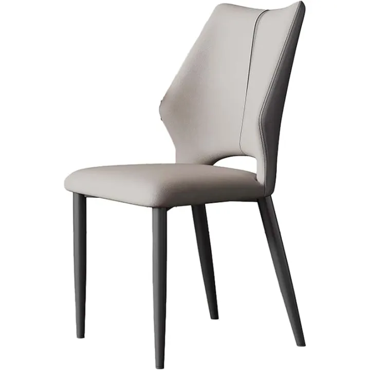 Mid-Century Modern Dining Chair, PU Leather Dining Chairs, Armless Kitchen Accent Chair, Upholstered Dining Accent Side Chairs, with Backrest and Metal Legs, for Kitchen, Living Room (B)