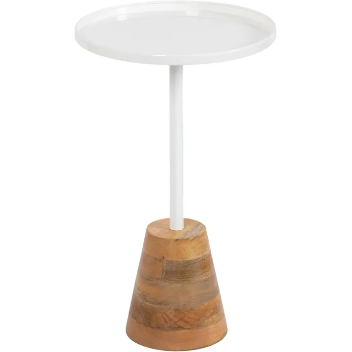 Kate and Laurel Tira Scandinavian Round Side Table, 14 x 24, White and Natural Wood, Modern Circle End Table for Use as Bedroom Nightstand or Living Room Pedestal Table