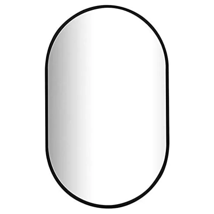 Modern Black Wall Mirror Oval Shaving Mirror Wall Mounted Brushed Metal Frame Circle Mirror for Bathroom Vanity Living Room Bedroom Bathroom Wall Mirror (Size : 50×80CM)