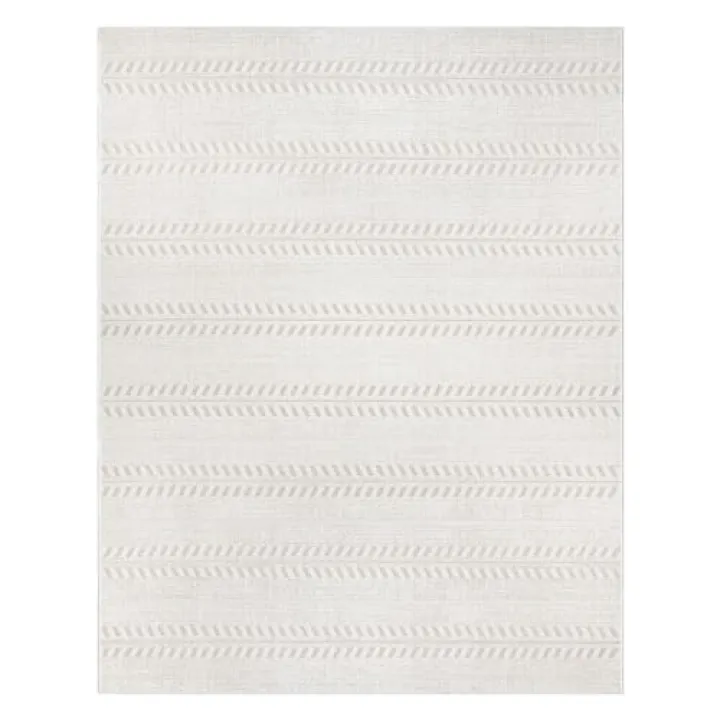 Gertmenian Indoor/Outdoor Flatweave Rug - 2x6 Runner, Stain & UV Resistant, Quick-Drying, Ideal for Deck, Patio, Poolside, Mudroom - Moran Striped Cream/Beige, 28008