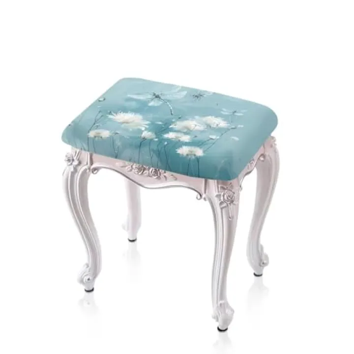 Luarisgur Dragonfly Flower Bar Stool Covers Set of 2 Bench Covers Slipcover Rectangle Light Blue Stretch Vanity Cover Bar Stools Protector Washable Barstool Covers Slipcovers with Elastic Band