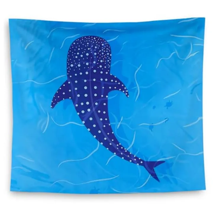 QGFM Shark Tapestry, Ocean Tapestry, Ocean Blue Whale Shark Decor Wall Hanging for Kids Room Nursery Classroom Playroom Decor, 50x60 Inches
