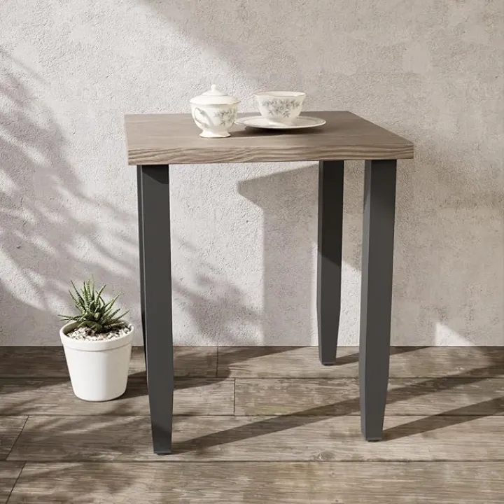 EAGLE PEAK Modern Outdoor Table, Patio Table with Wood Grain Top for Deck, Porch, Balcony, Garden, Square Side Table