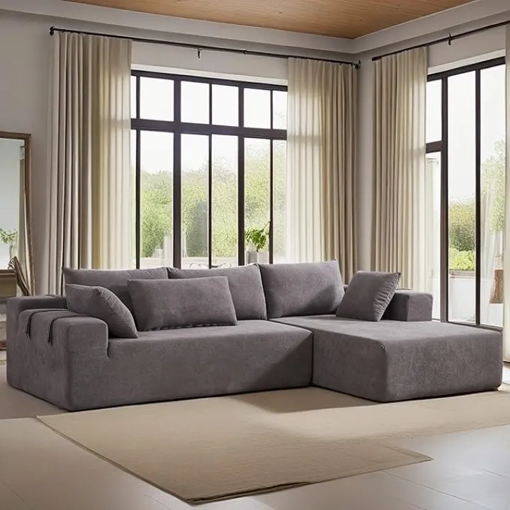 108" L Shaped Modular sectional couches for Living Room,Modern Chenille Comfy sectional Sofa wiht Chaise,Cloud Couch Set for Apartment,Office,Bedroom,No Assembly(Grey Left Chaise)