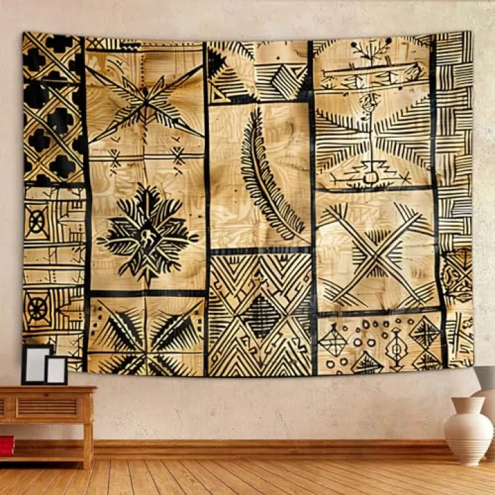 bzwcbei Polynesian Tapestry, Samoan Tapestry Aesthetics Wall Hanging for Bedroom, Tiki Traditional Pacific Island Tapa Tapestries Poster Blanket College Dorm Home Decor 60X40Inches