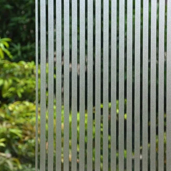 VSUDO Window Privacy Film – Frosted Stripe Static Cling Window Film for Glass, Semi-Private Decorative Tint for Office, Door, Home Use, No Glue Removable Design, 11.8 x 157.5 Inches