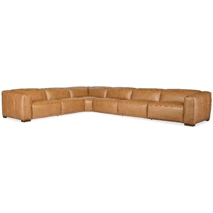 Hooker Furniture Fresco 6 Seat Leather Power Recline Sectional in Brown