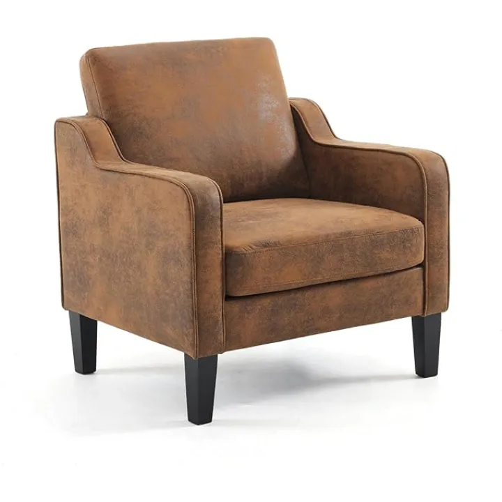 VINGLI Accent Chair for Living Room Chairs Rustic Reading Chair for Bedroom Scooped Arm Chair Mid Century Modern Accent Chairs Upholstered Comfy Chair for Apartment, Waiting Room