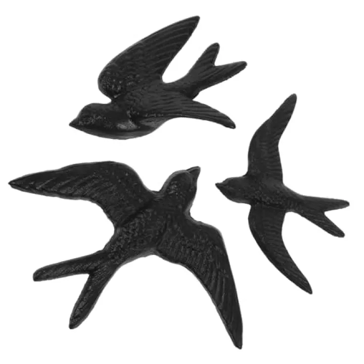 BIUDECO 3pcs Bird Wall Sculpture Cast Iron Wall Decor for Bedroom Aesthetic Boho Home Decor Bird Art