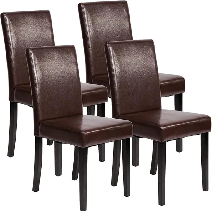 Dining Chairs Set of 4,Dining Room Chairs Upholstered PU Leather Kitchen Chairs Parsons Chairs Dining Side Chairs for Home Kitchen Bedroom Living Room Restaurant,Brown