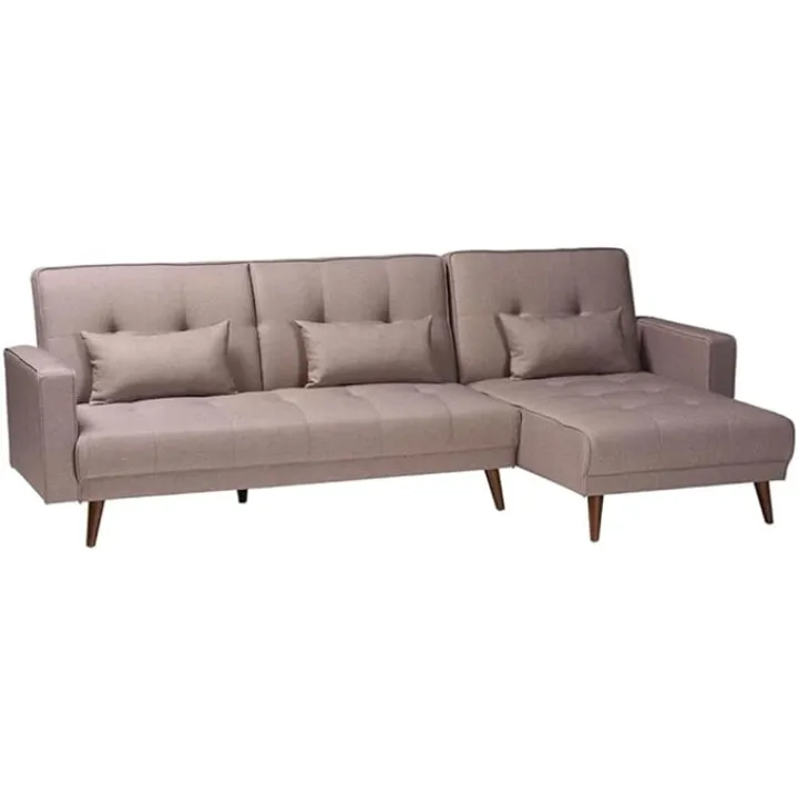 Baxton Studio Claire Contemporary Clay Fabric Upholstered Convertible Sleeper Sofa