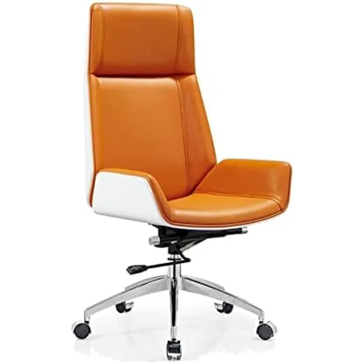 Boss Chairs Ergonomic Managerial Executive Chairs,Leather Office Chair with Segmented Back,Adjustable Height Tilt Computer Gaming Chair for Home Work (Orange)