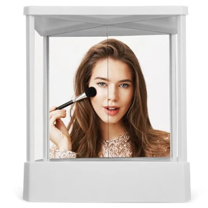 Baluue Vanity Mirror Inverted Mirror for Makeup True Non Reversing Desk 360° Rotating Base