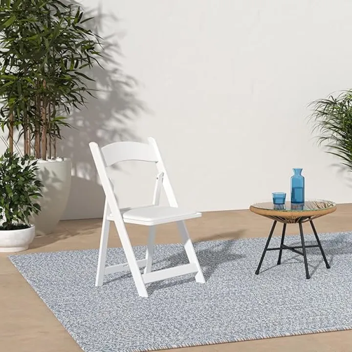 200 White Resin Stackable Folding Chair - Comfortable White Foldable Chair - Folding Chairs with Padded Seats - Indoor/Outdoor Folding Chairs for Events - Lightweight Foldable Chairs (200 Pack)