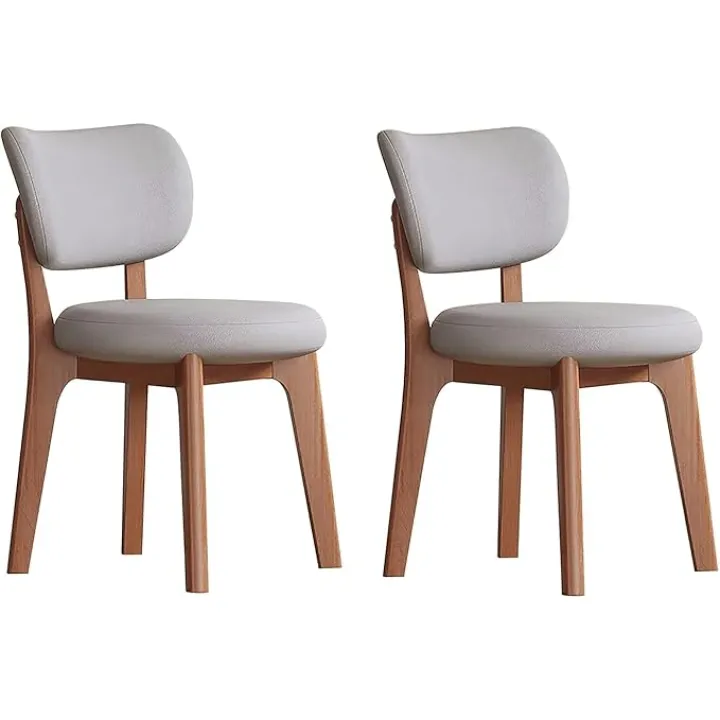 Solid Wood Dining Chairs Set of 2, Nordic Upholstered Leisure Chair, Kitchen Chairs, Living Room Corner Reception Chair(Gray)