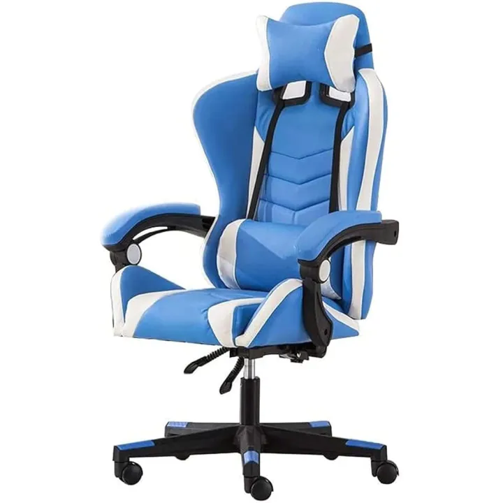 A Comfortable Ergonomic Racing Computer Recliner with Footrest, Headrest, and Lumbar Support - Perfect Adjustable Height Tilt Office Chair for Home