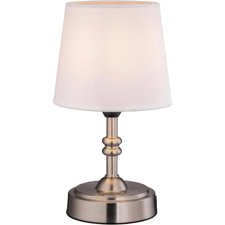 O’Bright Seraph Mini – Cordless LED Table Lamp with Dimmer, Built-in Rechargeable Battery, 3-Level Brightness, Patio Table Lamp, Bedside Night Lamp, Ambient Light for Restaurant, Brushed Nickel