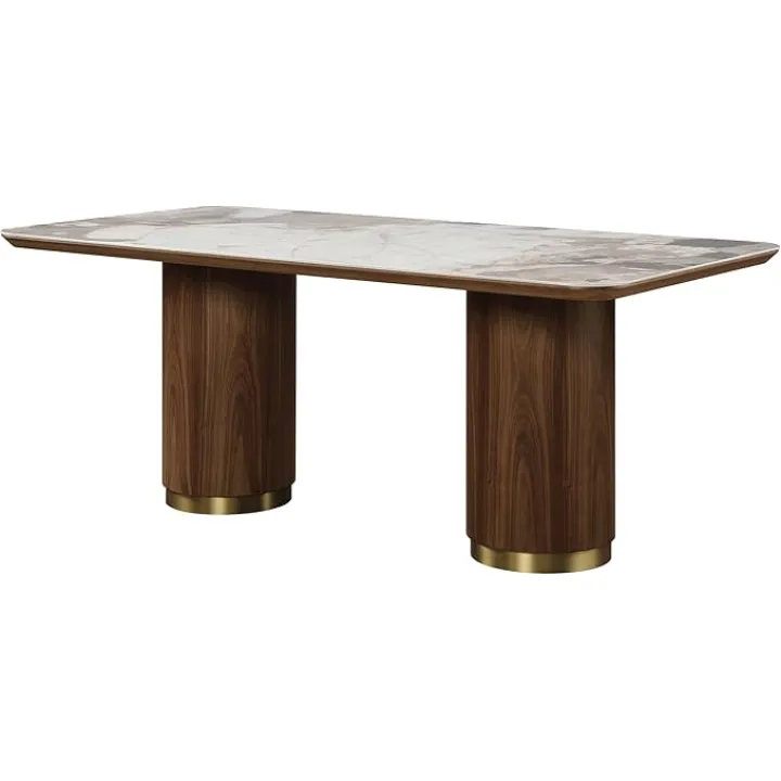 Acme Willene 71" Dining Table with Ceramic Top in Walnut
