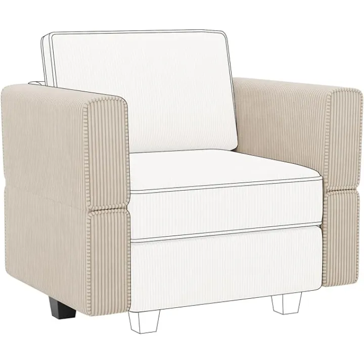 Belffin Modular Sectional Sofa Armrest Backrest Module for Modular Sectional Couch Module Parts Modular Side Armrest, Backrest Corduroy (Beige, Armrest/Backrest Module)