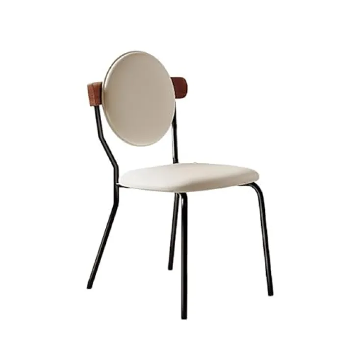 Modern Accent Dining Chairs, Leather Vanity Stool Chair, Living Room Chairs with Metal Legs, Ergonomic Backrest Office Chair, for Bedroom/Beauty Room/Living Room (Color : White)