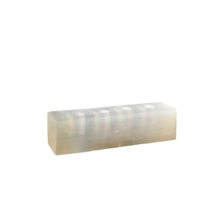 Serene Spaces Living Selenite Tealight Candle Holder Log, 3.5" x 12.5" Natural Crystal Decorative White Votive Candlestick Holder for Kitchen, Tables, Wedding, Parties, Event Decor Centerpieces