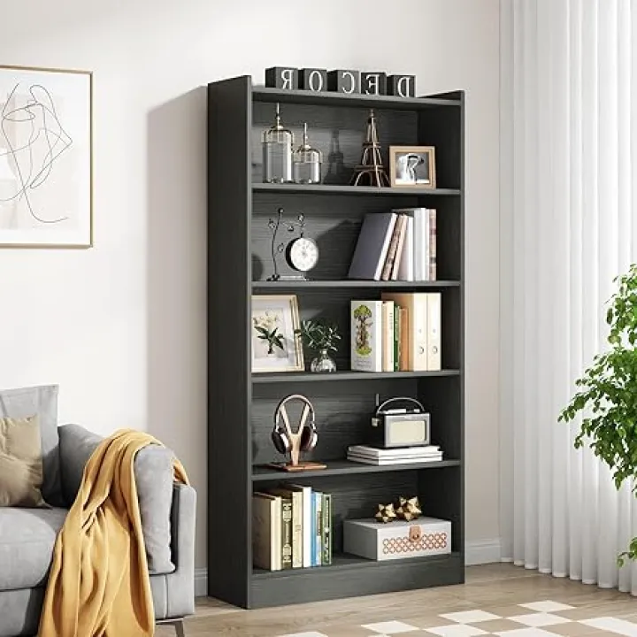 Tribesigns 6-Tier Tall Bookcase, 71 Inches Bookshelves and Bookcases, Floor Standing 5 Shelf Library Bookcase for Home Office, Living Room, Bedroom