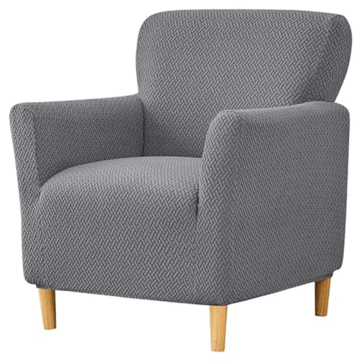 Gavilion Chair Cover Banquet Armchair Slipcovers, Jacquard Stretch Chair Slipcovers with Arms, Anti Slip Sofa Covers Arm Chair Cover for Living Room Furniture Protector,Grey2