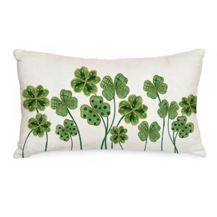 AACORS St.Patricks Day Pillow Cover 12x20 Inch Clover Decorative Pillow Case Holiday Decorations for Home Sofa Couch (Green)