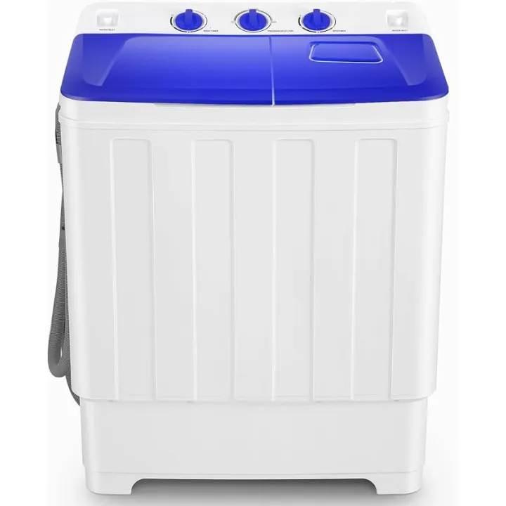 Nictemaw Portable Washing Machine 30Lbs Capacity Washer and Dryer Combo 2 In 1 Compact Twin Tub Laundry Washer (19Lbs) & Spinner (11Lbs) with Built-in Drain Pump, for Apartment Dorms RV, Blue