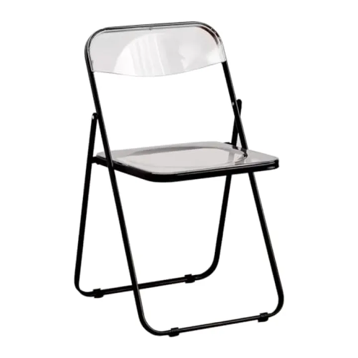 Sedia in Acrilico Trasparente Pieghevole e impilabile, Pannello in plastica PVC e Struttura in Metallo, per Esterno Interno (Rosso Brillante)