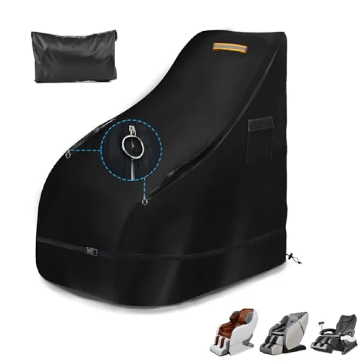 Massage Chair Cover Waterproof Outdoor，Heavy Duty 420D Massage Chair Full Body Covers with 13ft Fastening Windproof Buckle,Massage Chair Cover Protector with Drawstring，Reflective Handle & Storage Bag