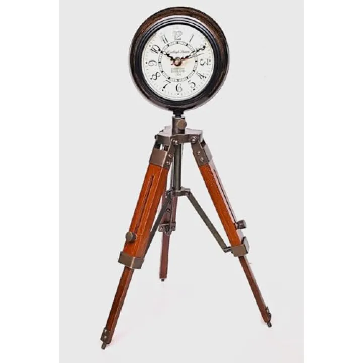 Castle Instruments Tripod Desk Clock for Office and Living Room, Decorative Collectible Battery Operated Numerical Analog Clock Gift by Unique Nautical Gallery