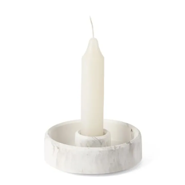 Candlestick Holder - Taper Candle Holders, Candle Tray for Tall Candle Sticks, Vintage Chime Boho Marble Candles Small Dish, Concrete Farmhouse Holders for Tapered Candles Sticks Decor (Marble)