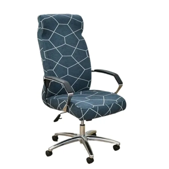 Office Chair Cover Geometric Printed Gaming Armrest Chairs Slipcovers Stretch Spandex Armrest Swivel Chair Slipcovers Removable Stretch Universal Computer Chair Cover L/M(Blue,Large)