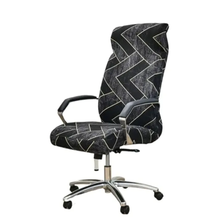 Black Computer Office Chair Cover Floral Printed Anti-Dirty Rotating Stretch Gaming Desk Seat Chair Slipcover Elastic Computer Chair Cover L/M for Armchair(Black4,Medium)