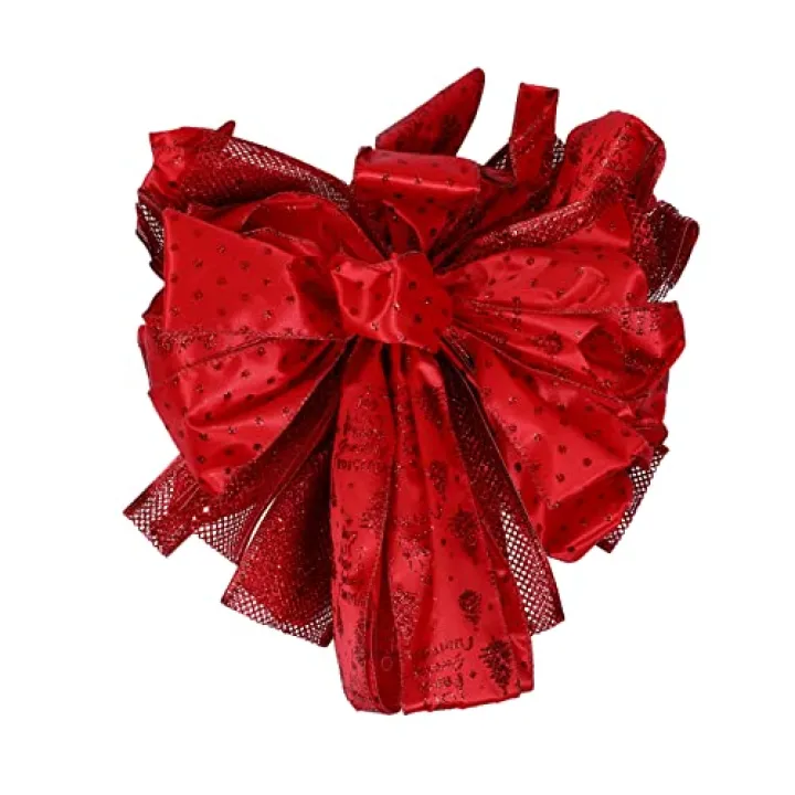 HOLIDYOYO 1pc Christmas Tree Bowknot Topper Large Red Treetop Decor for Holiday Parties Easy to Install Bow Decoration for Home Office and Festive Gatherings