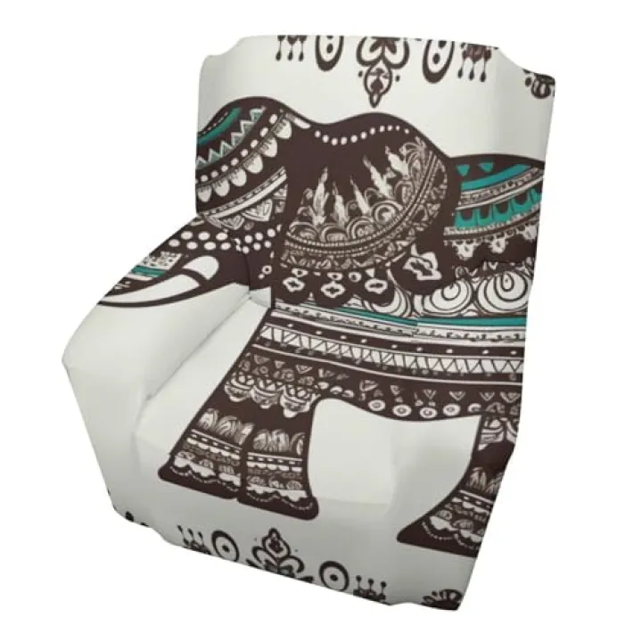 YJWANDO Durable Single Sofa Slipcover, Bohemian Elephant Pattern Print Soft Sofa Cover Versatile Sofa Cover Decorative Sofa Cover Lightweight Sofa Cover