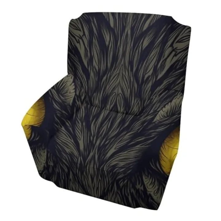 YJWANDL Single Sofa Cover, Two Yellow Eyes Print Soft Quilted Polyester Full Sofa Protector Machine Cover Slipcover Chair Cover Washable Couch