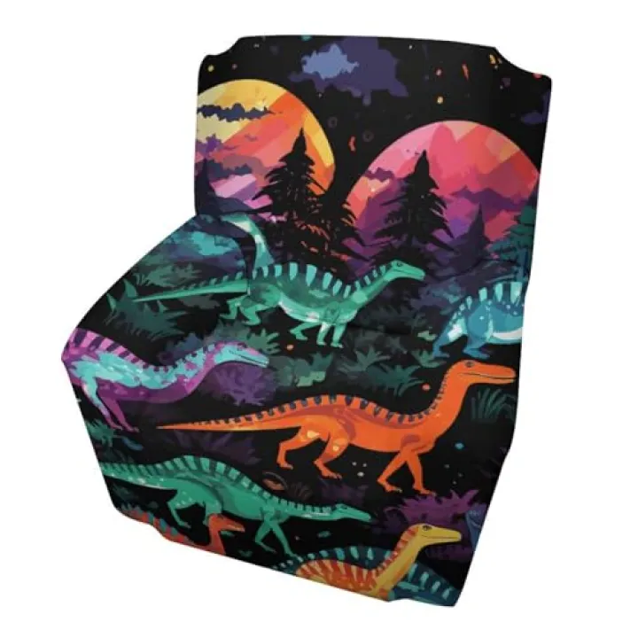 Single Person Sofa Cover, Colorful Dinosaurs Print Single Sofa Protector Sofa Slipcover Sofa Shield Quilted Sofa Cover Furniture Protector