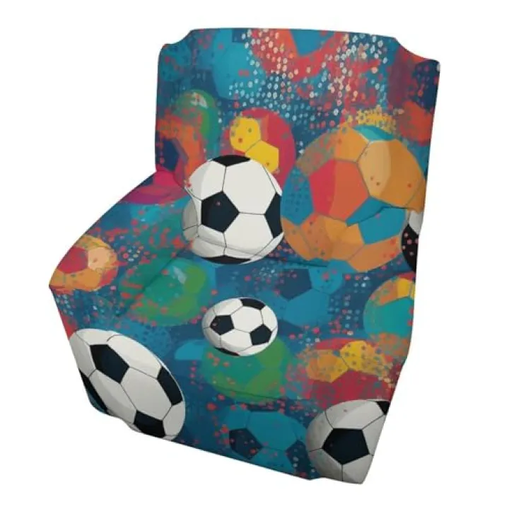 Single Person Sofa Cover, Colorful Football Print Single Sofa Protector Sofa Slipcover Sofa Shield Quilted Sofa Cover Furniture Protector