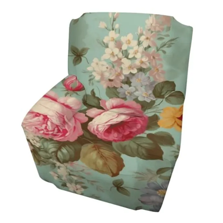 WYUSPGK Single Sofa Protector, Vintage Floral Flowers Print Sofa Cover Couch Cover Slipcover Furniture Protector Single Sofa Cover Armchair Cover